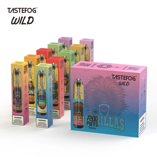 Vente chaude Tastefog Wild 7200 bouffées Vape réservoir en cristal jetable avec lumière RVB